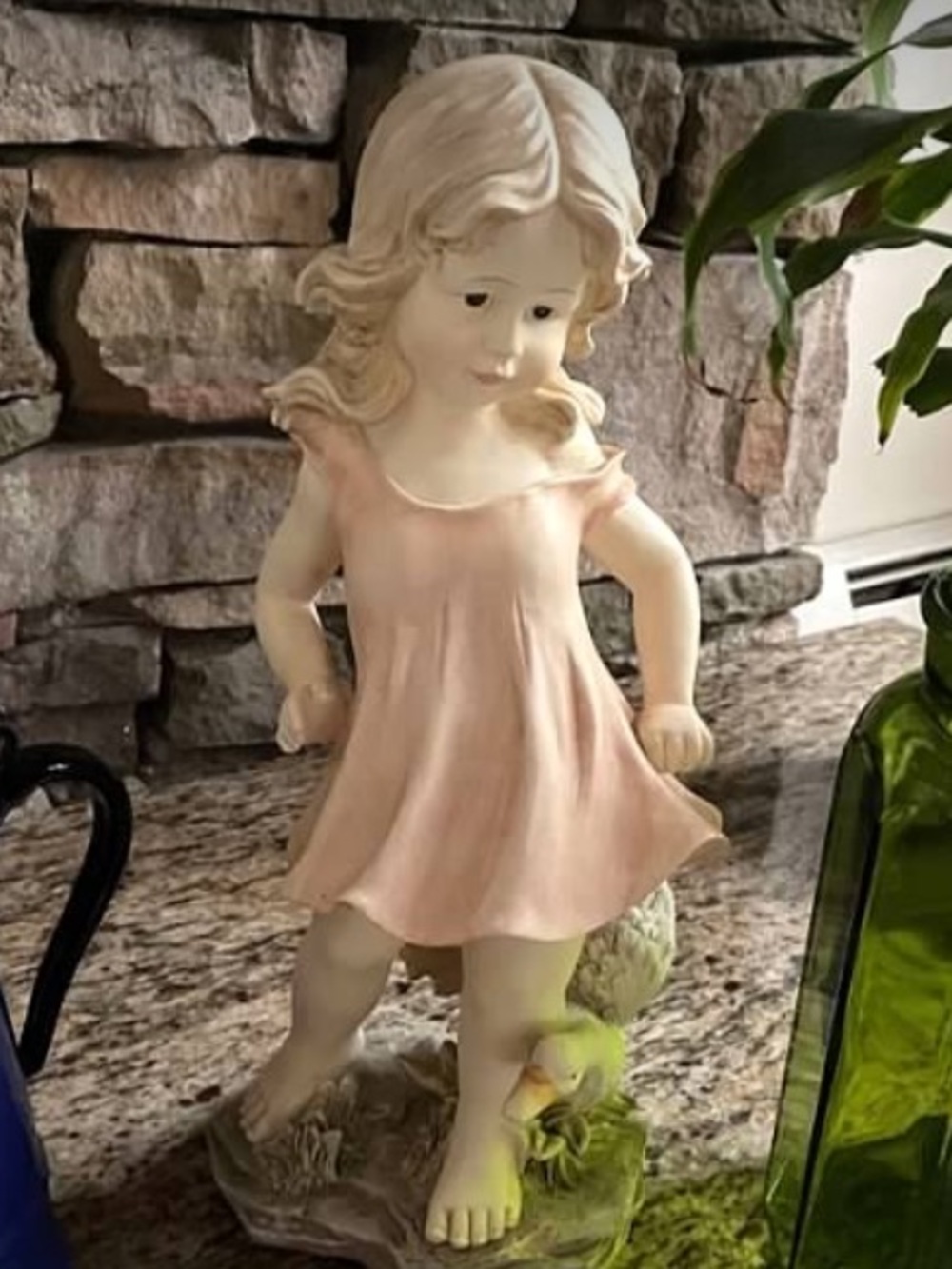 Porcelain Girl Figurine in Soft Pink Dress - Classic Kids Decor